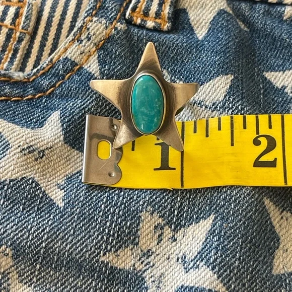 native American vintage Sterling Silver turquoise Star Ring - Picture 6 of 7